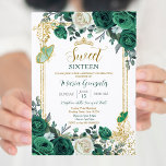 Sweet 16 Emerald Green Butterfly Birthday  Invitation<br><div class="desc">Sweet 16 Emerald Green Butterfly & White Birthday Invitation
Mis Quince Anos,  15th Birthday, </div>