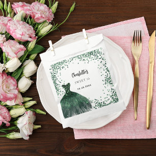 Sweet 16 emerald green dress Thank You Favour Bags