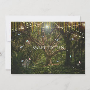 Sweet 16 Enchanted Forest Flowers Butterflies Invi Invitation