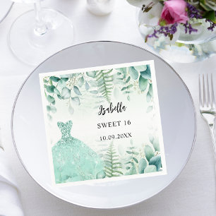 Sweet 16 eucalyptus greenry woodland napkin