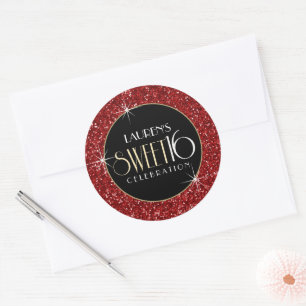 Sweet 16 Faux Red Glitter Envelope Seal