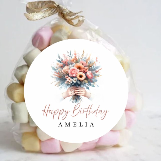 Sweet 16 Floral Happy Birthday Custom Sticker (Creator Uploaded)