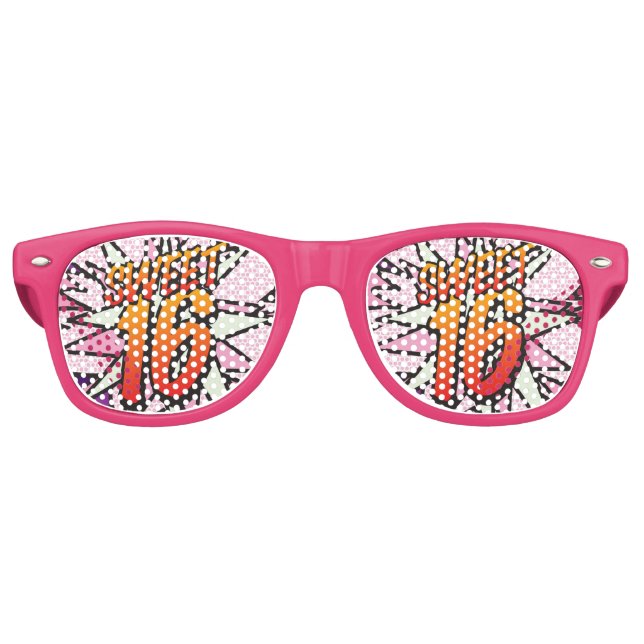 SWEET 16 Girly Pink Fun Modern Birthday Retro Sunglasses (Front)