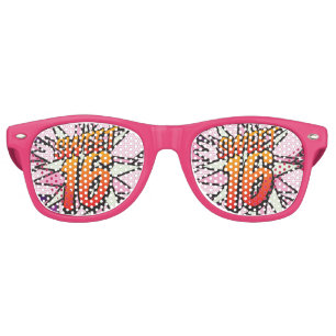 SWEET 16 Girly Pink Fun Modern Birthday Retro Sunglasses