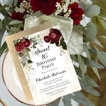 Sweet 16 Glam Burgundy Rose Floral Birthday Party  Invitation<br><div class="desc">Elegant and classy dark red and burgundy floral roses with seed pearls on a splatter sepia coloured frame "Sweet 16" birthday party design by Holiday Hearts Designs.</div>