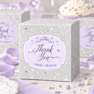 Sweet 16 Glittering Thank You Silver Violet ID1333 Favour Box