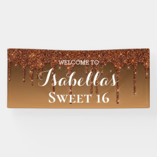Sweet 16 Gold Dripping Glitter Banner
