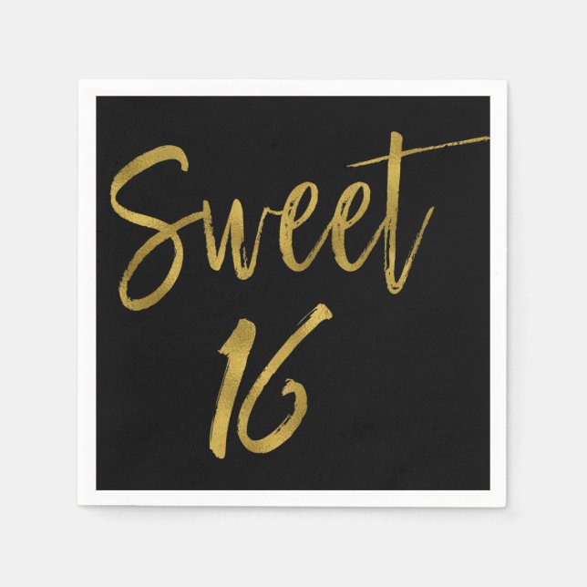 Sweet 16 Gold Foil Birthday Napkins (Front)