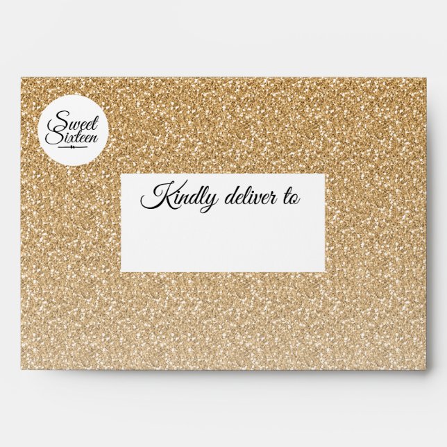Sweet 16 Gold Glitter Ombre Envelope (Front)