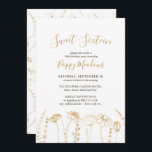 Sweet 16 Gold Wildflower Sketch 16th Birthday Invitation<br><div class="desc">Sweet Sixteen, 16th birthday party invitation with delicate gold wildflowers and elegant handwritten script typography. Feminine and delicate, this floral botanical design features a border of gold wild flowers with scattered flowers on the back, in sketched gilded line art. Simple gold floral wild flowers for your Sweet 16 party -...</div>