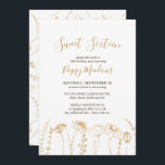Sweet 16 Gold Wildflower Sketch 16th Birthday Invitation<br><div class="desc">Sweet Sixteen, 16th birthday party invitation with delicate gold wildflowers and elegant handwritten script typography. Feminine and delicate, this floral botanical design features a border of gold wild flowers with scattered flowers on the back, in sketched gilded line art. Simple gold floral wild flowers for your Sweet 16 party -...</div>