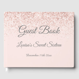 Sweet 16 Guest Book Rose Gold & Blush Pink Glitter