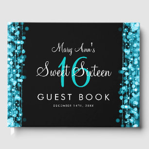Sweet 16 Guestbook Party Sparkles Turquoise