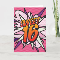 SWEET 16 HAPPY BIRTHDAY Comic Book Pop Art Card