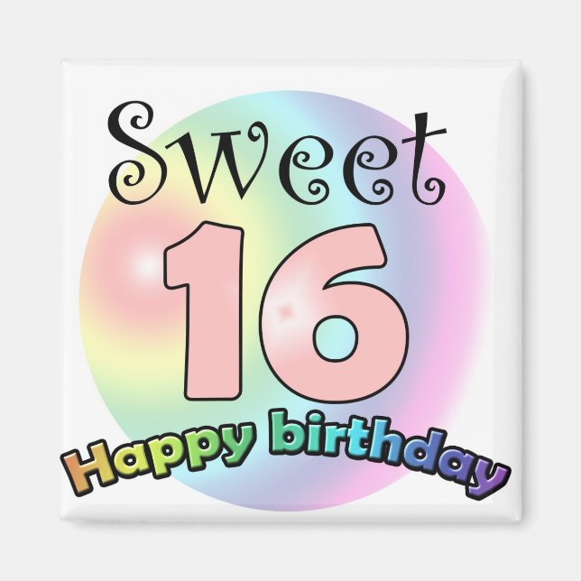 Sweet 16 Happy Birthday Magnet (Front)