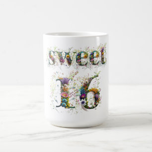 Sweet 16 Happy Birthday Wildflowers Text Coffee Mug