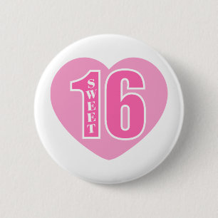 Sweet 16 (Heart) 6 Cm Round Badge