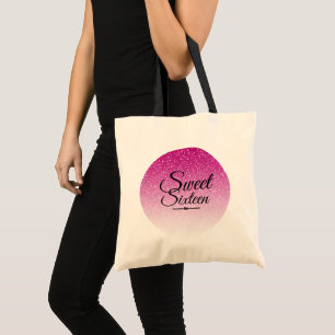 Sweet 16 Hot Pink Glitter Ombre 16th Birthday Tote Bag
