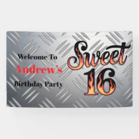 Sweet 16 In Fire Flames and Silver Plate