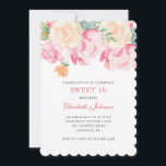 Sweet 16 invitation. Pink flowers 16th birthday Invitation<br><div class="desc">Contact me,  please,  if you need additional items.</div>