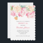 Sweet 16 invitation. Pink flowers 16th birthday Invitation<br><div class="desc">Contact me,  please,  if you need additional items.</div>