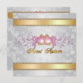Sweet 16 Invitation satin-look with pink hearts (Front/Back)