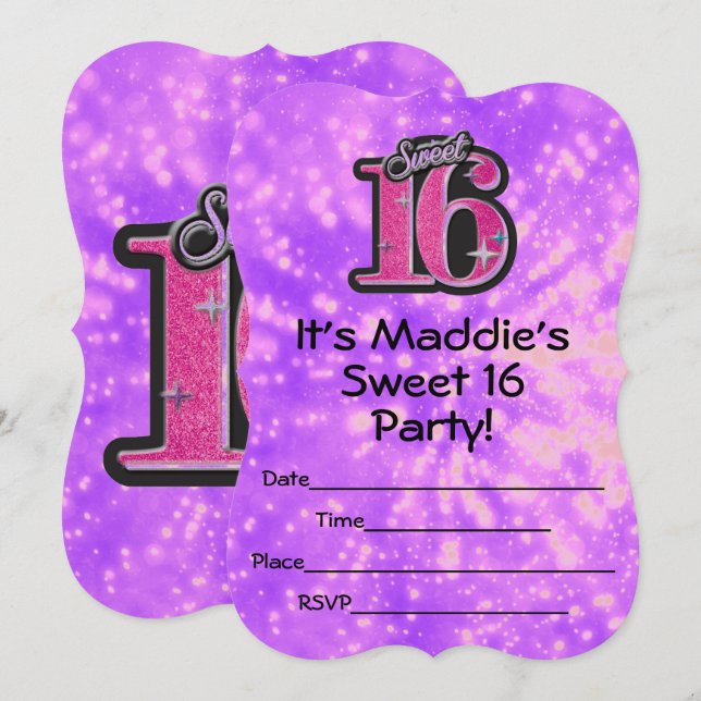 Sweet 16 Invitations (Front/Back)