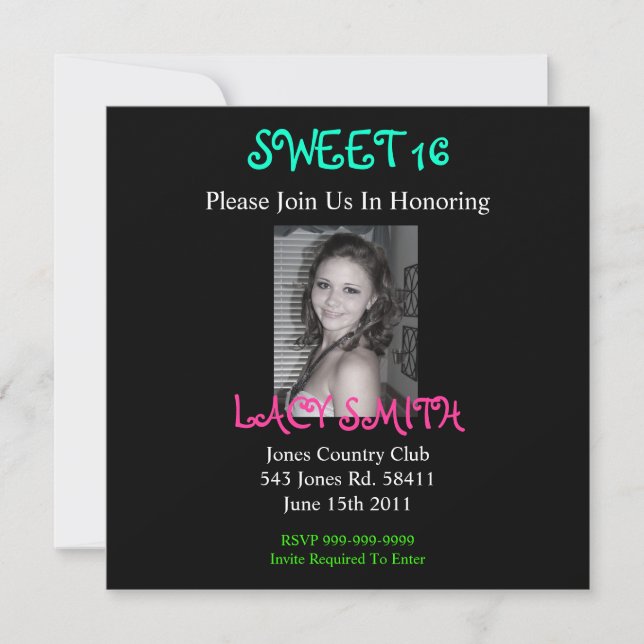 SWEET 16 Invititation Invitation (Front)