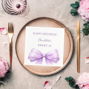Sweet 16 lavender bow luncheon napkin