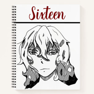 Sweet 16 Left art, happy birthday Notebook