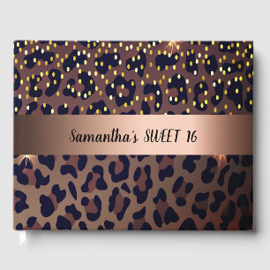 Sweet 16 leopard pattern guest book