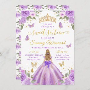 Sweet 16 Light Purple Princess Blonde Girl Invitation