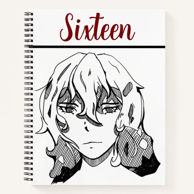 Sweet 16 lineart, happy birthday notebook (Front)