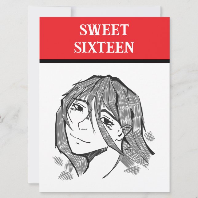 Sweet 16 lineart holiday card (Front)