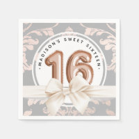 Sweet 16 Luxury Rose gold Balloons Damask