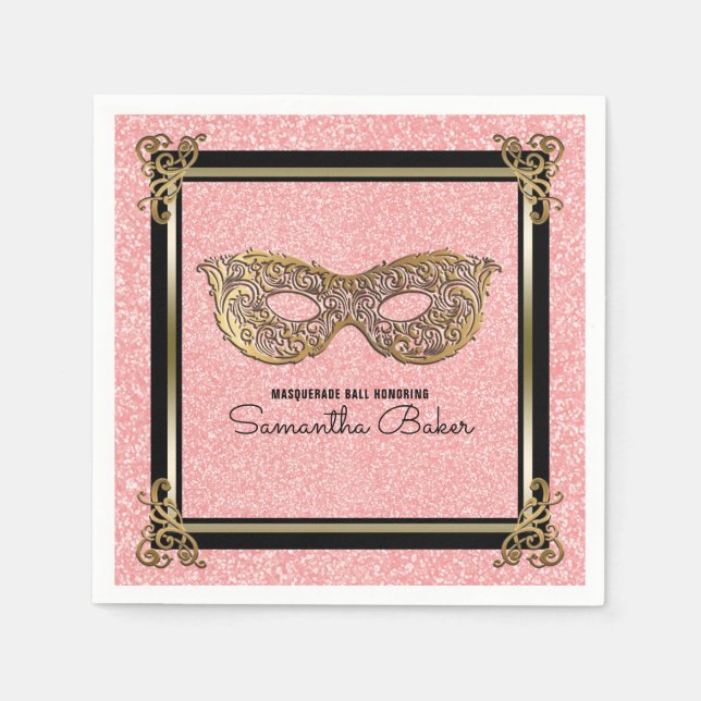 Sweet 16 Masquerade Birthday Party | Sweet Sixteen Napkin (Front)