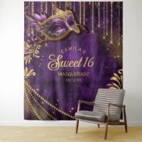 Sweet 16 Masquerade Purple Photo Backdrop ID1032