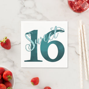 Sweet 16   Mermaid Ombre Blue Green Gradient Napkin