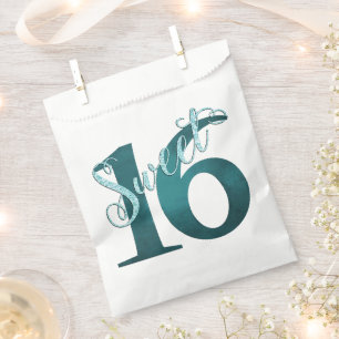 Sweet 16   Mermaid Ombre Blue Green Name Birthday Favour Bags