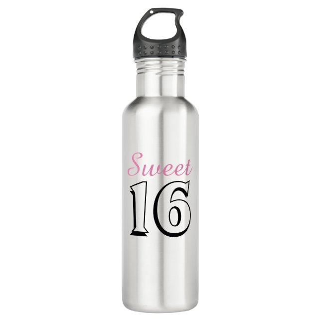 Sweet 16 Modern Chic Girly Pink Birthday  710 Ml Water Bottle (Front)