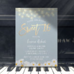 Sweet 16 Modern Dusty Blue Daisy Flowers Invitation<br><div class="desc">Sweet 16 Modern Dusty Blue String Lights Daisy Flowers Invitations.</div>