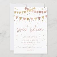Sweet 16 Modern Script Rose Gold Foil Birthday