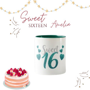 Sweet 16, Modern Trending Text Type Two-Tone Coffee Mug