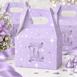 Sweet 16 Motif & Star Pattern Violet ID1333 Favour Box