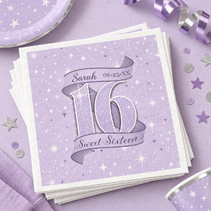 Sweet 16 Motif & Star Pattern Violet ID1333 Napkin