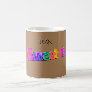 Sweet 16 mug with personalised name.