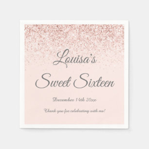 Sweet 16 Napkin Blush Pink & Rose Gold Party decor