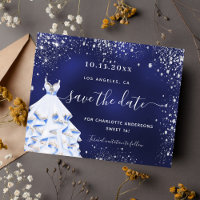 Sweet 16 navy blue dress budget save the date