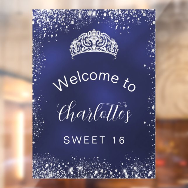 Sweet 16 navy blue silver glitter welcome (Sheet 2)