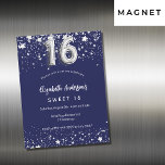 sweet 16 navy blue silver stars luxury magnetic invitation<br><div class="desc">A modern,  stylish and glamourous invitation magnetic card for a Sweet 16,  16th birthday party.  A navy blue background,  decorated with faux silver stars. Personalise and add your name and party details.  Number 16 is written with a balloon style font.</div>